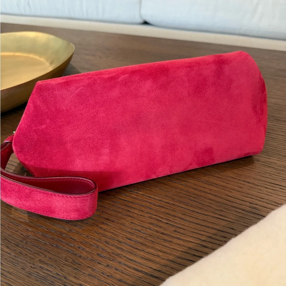 KHAITE Dark Red Suede Clutch NEW - Picture 5 of 7